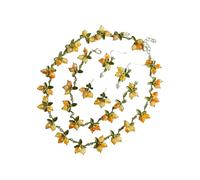 KAHDGSS Ensemble collier et boucles d'oreilles tendance avec détails délicats sur le thème de la feuille, bijoux de cou oiseau mariage vintage plante feuille, taille unique, Comme décrit, Comme décrit