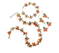 KAHDGSS Ensemble collier et boucles d'oreilles tendance avec détails délicats sur le thème de la feuille, bijoux de cou oiseau mariage vintage plante feuille, taille unique, Comme décrit, Comme décrit