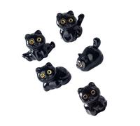 KAHDGSS Ensemble De 5 Cartons Miniatures Chaton Chaton Noirs Chats Figurines Tableau Bord La Voiture Ornements pour Décors Bureau Et Soulagement Stress Mignon Sculpture À La