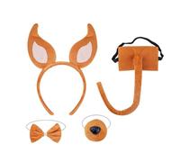 KAHDGSS Ensemble de cerceaux pour poils de chiens, oreilles de renard, bandeau, queue en peluche, nœud papillon, faux nez pour Halloween, fête costumée