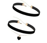 KAHDGSS Ensemble de collier double couche en tissu noir réglable et léger pour les peaux sensibles et les tenues élégantes, collier ras du cou en tissu facile à utiliser, taille unique, Comme décrit