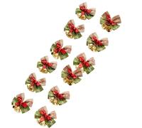 KAHDGSS Ensemble De Nœuds Noël avec Cloches 12 Pièces Vintage en Toile pour Arbre Noël Emballage Cadeaux Artisanat Décoration