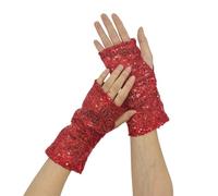 KAHDGSS Gants à paillettes pour danseurs et artistes pour spectacles de scène et fêtes - Gants confortables et respirants - Mitaines à paillettes, Rouge, taille unique
