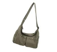 KAHDGSS Grand sac à bandoulière en toile avec plusieurs poches pour voyage, école, travail, cadeau unisexe, grand sac à bandoulière avec plusieurs poches, Vert, One Size