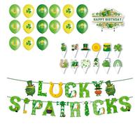 KAHDGSS Irish Theme Paper Party Decoration Set Event Planning Supplies Party Accessories Banners and Cake Toppers with Balloons Birthday Celebration Decoration