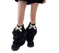KAHDGSS Jambières à volants en peluche pour, douces et élégantes, avec nœud papillon, couvre-bottes pelucheuses pour les festivals et les manches de jambe en polaire douce décontractées