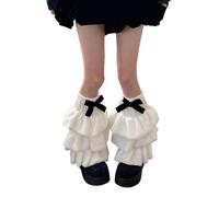 KAHDGSS Jambières à volants en peluche pour, douces et élégantes, avec nœud papillon, couvre-bottes pelucheuses pour les festivals et les manches de jambe en polaire douce décontractées