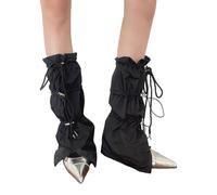 KAHDGSS Jambières imperméables pour femme avec cordon de serrage réglable, style punk, évasées, longues chaussettes amples, couvre-pieds lâches, streetwear, jambières réglables avec cordon de serrage
