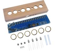 KAHDGSS Kit complet de composants électriques pour horloge à tube lumineux avec coque en cuivre, anneaux en cuivre, circuit imprimé en bois, horloge numérique LED