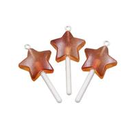 KAHDGSS Le pendentif rond en forme d'étoile et de cœur ajoute une touche de personnalité à toutes les tenues élégantes, pour un usage quotidien, décontracté, pendentif en forme de sucette, brown