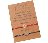 KAHDGSS Lot de 2 bracelets simples soleil et lune pour couples avec matériaux résistants aux allergies pour un port confortable en alliage et cordon ciré, taille unique, Comme décrit