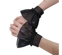 KAHDGSS Lot de 2 manchettes de poignet réglables et détachables pour filles - Accessoires de photographie multicolores pour la création de contenu vidéo - Faux manchettes en dentelle superposées, Noir