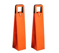 KAHDGSS Lot de 2 pochettes à vin en cuir sophistiquées pour bouteilles de vin, pochettes de rangement portables pour pique-nique et fête, porte-champagne, Orange