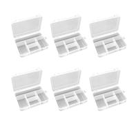 KAHDGSS Lot de 6 boîtes de rangement transparentes avec compartiments pour travaux manuels et fournitures de bureau avec 5 compartiments de rangement