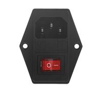 KAHDGSS Module d ' entrée à lumière Rouge 3 Broches IEC320 C14, connecteurs, fusibles 5A, interrupteurs, Prise de Courant 10Amp 250V, Bouton Poussoir Marche/arrêt, contrôle LED momentané étanche