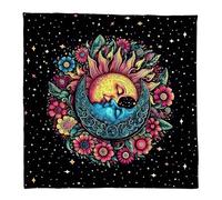 KAHDGSS Nappe de tarots avec motif soleil lune/hibou, nappe de divination, nappe facile à utiliser, nappe de tarots en forme de soleil, lune, hibou, nappe spirituelle
