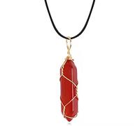 KAHDGSS Pendentif en pierres précieuses naturelles, emballage de fil, collier de cornaline, décorations de bijoux, agate en, pour et homme, collier de cornaline, prismes hexagonaux en en