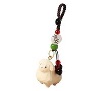 KAHDGSS Porte-clés en bois massif sculpté en forme d'agneau miniature en forme de mouton, décoration de bureau, sculpture miniature en bois