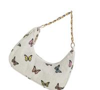 KAHDGSS Sac à bandoulière contemporain réutilisable en coton et lin avec détails floraux artistiques pour femmes, sacs pratiques pour les aisselles, sac léger et convivial, Chaîne 2, One Size