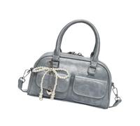 KAHDGSS Sac à bandoulière délicat de grande capacité en polyuréthane avec sangle réglable et nœuds, décoration pour femme, sac à bandoulière léger, bleu, One Size