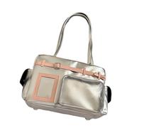 KAHDGSS Sac à dos fonctionnel pour les amateurs Sac d'école pratique en PU Sacs à bandoulière avec sangle réglable pour les trajets quotidiens, Argent (Silver)