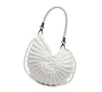 KAHDGSS Sac de plage tendance pour femme - Sac à bandoulière tendance - Coquillages - Sac à main tissé à la main - Messagers tissés à la main pour tous les jours - Sac à main élégant pour femme, blanc