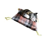 KAHDGSS Sleep Cats Doll on Cushion Mat Realistic Furry Plush Animal Stuffed Statue Ornament for Birthday Party Present Artificial Furry Sculpture