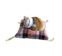 KAHDGSS Sleep Cats Doll on Cushion Mat Realistic Furry Plush Animal Stuffed Statue Ornament for Birthday Party Present Artificial Furry Sculpture