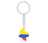 KAHDGSS Stylish Colombian Map Flag Keyrings Gold/Silver Color Keychain Ethnic Style Key Rings Accessory for Culture Enthusiasts Fashionable Keychain for Backpacks