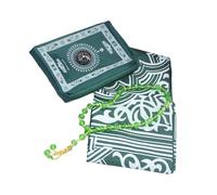 KAHDGSS Tapis de prière islamique pliable en polyester imperméable, facile à ranger pour les voyages musulmans avec boussole de direction