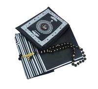 KAHDGSS Tapis de prière islamique pliable en polyester imperméable, facile à ranger pour les voyages musulmans avec boussole de direction