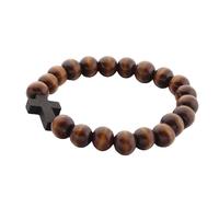KAHDGSS Wooden Bead Crosses Bracelet with Natural Finish Crosses Spiritual for Religious Comfort and Sustainable Styles Organic Wooden Bead Daily Wear