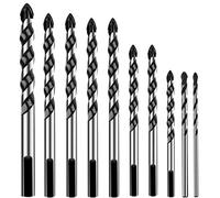KAHEIGN 10 Pcs Foret, Foret de Maçonnerie en Carbure de Tungstène Set Pour Métal Acier, Tuile De Céramique Porcelaine, Béton, Brique, Plastique Et Bois - 3/4 /5/6 /8/10 /12mm
