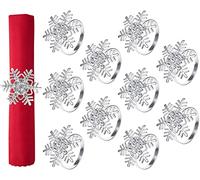 KAHEIGN 10 Pièces Ronds de Serviette de Noël, Argent Porte-Serviettes Flocon de Neige Boucle de Serviette de Noël avec Strass pour Décoration de Table de Fête de Mariage Noël Déjeuner Thanksgiving