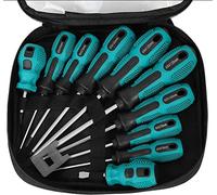 KAHEIGN 10 Pièces Tournevis Magnétique, 5 Taille Toute Épreuve Tournevis en Acier au Chrome Vanadium 5 Tournevis Plats et 5 Cruciformes avec Poignée Antidérapante - avec Sac à Outils