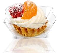 KAHEIGN 100 Pièces Mini Coupes à Dessert, 150ml Gobelets à Dessert Rationaliser en Plastique Coupe Apéritif Parfait Clair Bol de Service Réutilisable pour Fête de Mousse Pouding (9 x 9cm)