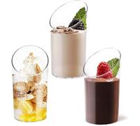 KAHEIGN 100 Pièces Mini Verrines à Dessert Coudées, 75ml Gobelets à Dessert Ronds En Plastique Coupe Apéritif Parfait Clair Bol De Service Réutilisable Pour Fête De Mousse Pouding (8,5 x 4,5cm)