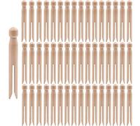 KAHEIGN 100 Pièces Pinces de Chariot en Bois, 11CM Clous de Chariot de Couleur Bois Naturel pour Fabrication de Poupées et Bricolage - Pinces à Linge pour Corde à Linge Vêtements Suspendus