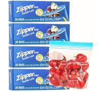 KAHEIGN 120 Pièces Sacs de Congélation pour Aliments, Réutilisables, Double Fermeture Éclair, PE, Transparent et Bleu, 16CM x 14CM