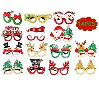 KAHEIGN 14 Modèles Cadres De Lunettes De Fête De Noël Lunettes De Décoration De Noël Cadre De Lunettes De Costume De Noël pour Les Faveurs des Fêtes