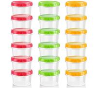 KAHEIGN 18 Pièces Petits Contenants Alimentaire, 8oz /250ml Bols en Plastique Empilables Réutilisables avec Anti-Fuites Couvercles, Passe Lave-Vaisselle Micro-Ondes Congélateur (Rouge/Vert/Jaune)