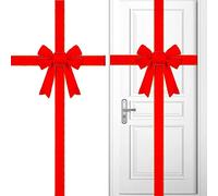 KAHEIGN 1x Noeud de Ruban de Porte D'armoire de Noël, Grand Arcs D'armoire Rouges Noeud D'arbre de Noël Arc de Guirlande de Noël Emballage de Fête pour Cheminée Porte D'entrée Décorations