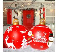 KAHEIGN 2 Pièces Géantes Boules de Noël Gonflables, 60CM PVC Boule de Décorative Gonflable D'Élan Flocon de Neige Ornement pour Noël Intérieur Extérieur Maison Jardin Pelouse Cour Porche Décoration
