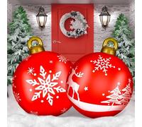 KAHEIGN 2 Pièces Géantes Boules de Noël Gonflables, 60CM PVC Boule de Décorative Gonflable D'Élan Flocon de Neige Ornement pour Noël Intérieur Extérieur Maison Jardin Pelouse Cour Porche Décoration