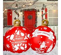 KAHEIGN 2 Pièces Géantes Boules de Noël Gonflables, 60CM PVC Boule de Décorative Gonflable Neige Flocon Père Noël Ornement pour Noël Intérieur Extérieur Maison Jardin Pelouse Cour Porche Décoration