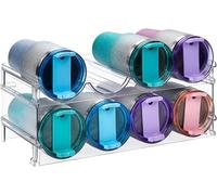 KAHEIGN 2 Pièces Organiseurs de Bouteilles d'eau, 39CM x 21CM Support de Rangement Transparent Empilable Porte-Bouteilles d'eau en Plastique pour Réfrigérateur Armoire Bouteille de Vin Mug Boisson