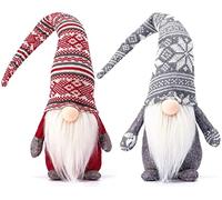 KAHEIGN 2 Pièces Poupée en Peluche Gnomes de Noël, 48CM Poupée Elfe Naine Gonk en Peluche Tricotée à Main Gnomes Suédois Tomte pour Décor de Noël Bureau Cheminées Noël Fête (48CM x 18CM)