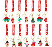 KAHEIGN 20 Pièces Porte-Clés de Noël 3D avec Silicone Dragonne - 10 Styles Dessin Animé Père Noël, Bonhomme de Neige, Arbre, Ours - Cadeaux, Fête, Faveurs, Décoration