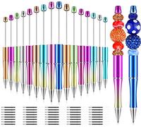 KAHEIGN 20 Pièces Stylo Perlé en Plastique, 14CM à Bille Perle Roller à Encre Noire avec 40 Recharges pour Enfants Étudiants Bureau Scolaires (10 Couleurs Dégradées)