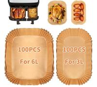 KAHEIGN 200 Pièces Liners Jetables en Papier pour Friteuse à Air Comprimé Philips 6L et 3L, Papier Sulfurisé pour Friteuse à Air Cookwise/Lakeland/Salter et Autres Friteuses à Air à 2 Tiroirs